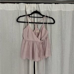Urban Outfitters Purple Gingham Wrap Top